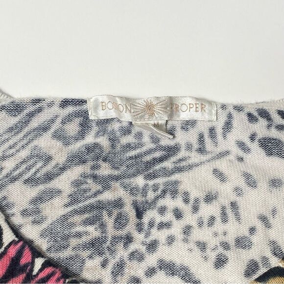 Boston Proper Animal Print Floral Jewled Button Front Cardigan Women's Size M - Picture 13 of 16